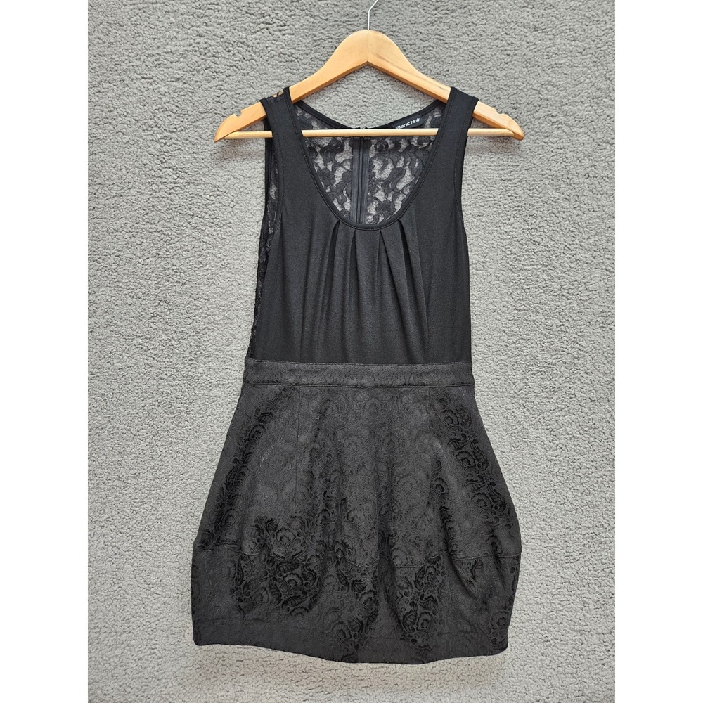 Blanc Noir Dress Medium Black Lace Back Bubble Hem Cocktail BD3101